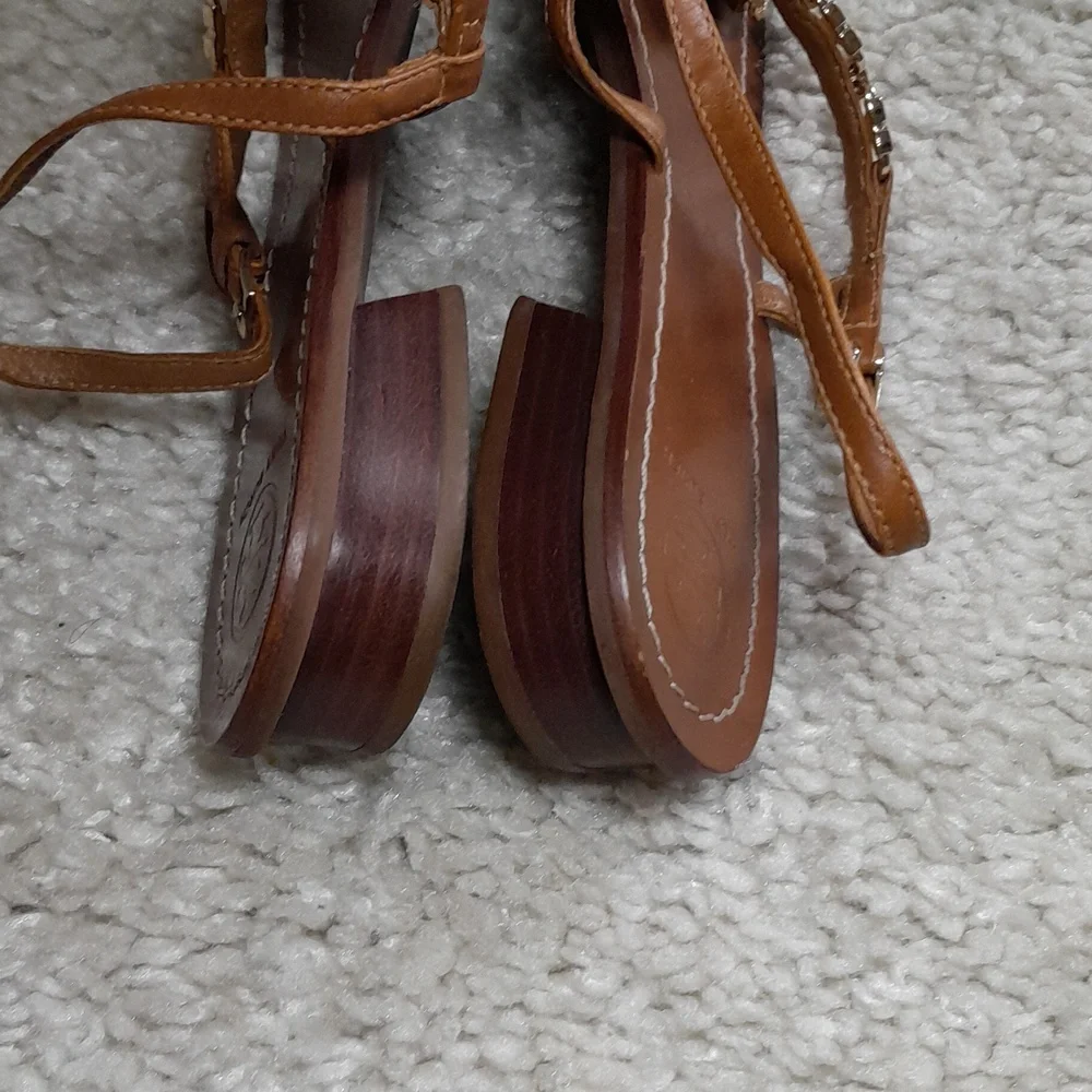TORY BURCH GEMINI Gold Chain Thong Sandals Size 10